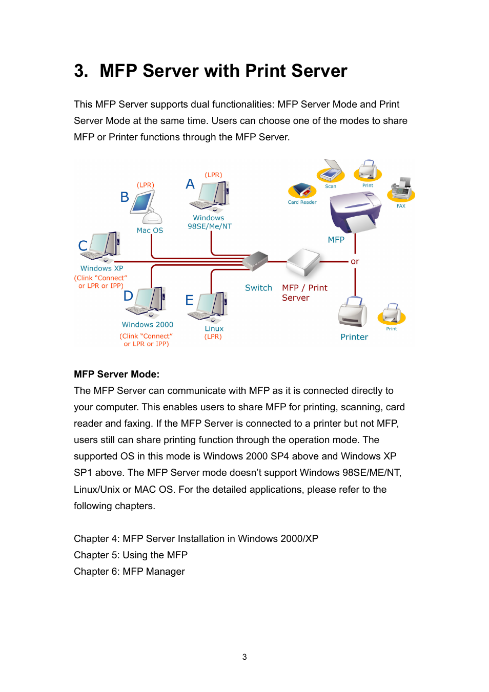 Mfp server with print server | Edimax Technology EDIMAX FAST ETHERNET MFP SERVER VERSION: 2.0 User Manual | Page 9 / 118