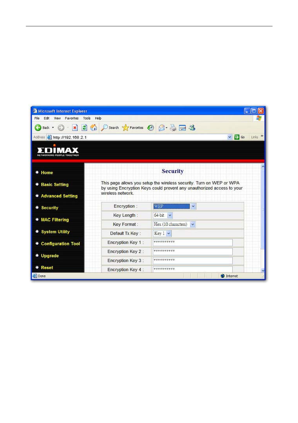 1x wep static key | Edimax Technology EW-7206Apg User Manual | Page 30 / 46