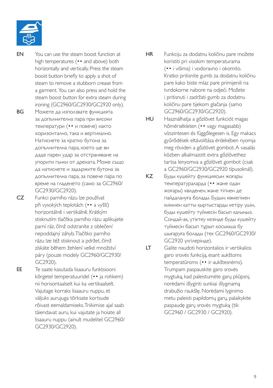 Philips GC2905 User Manual | Page 9 / 24