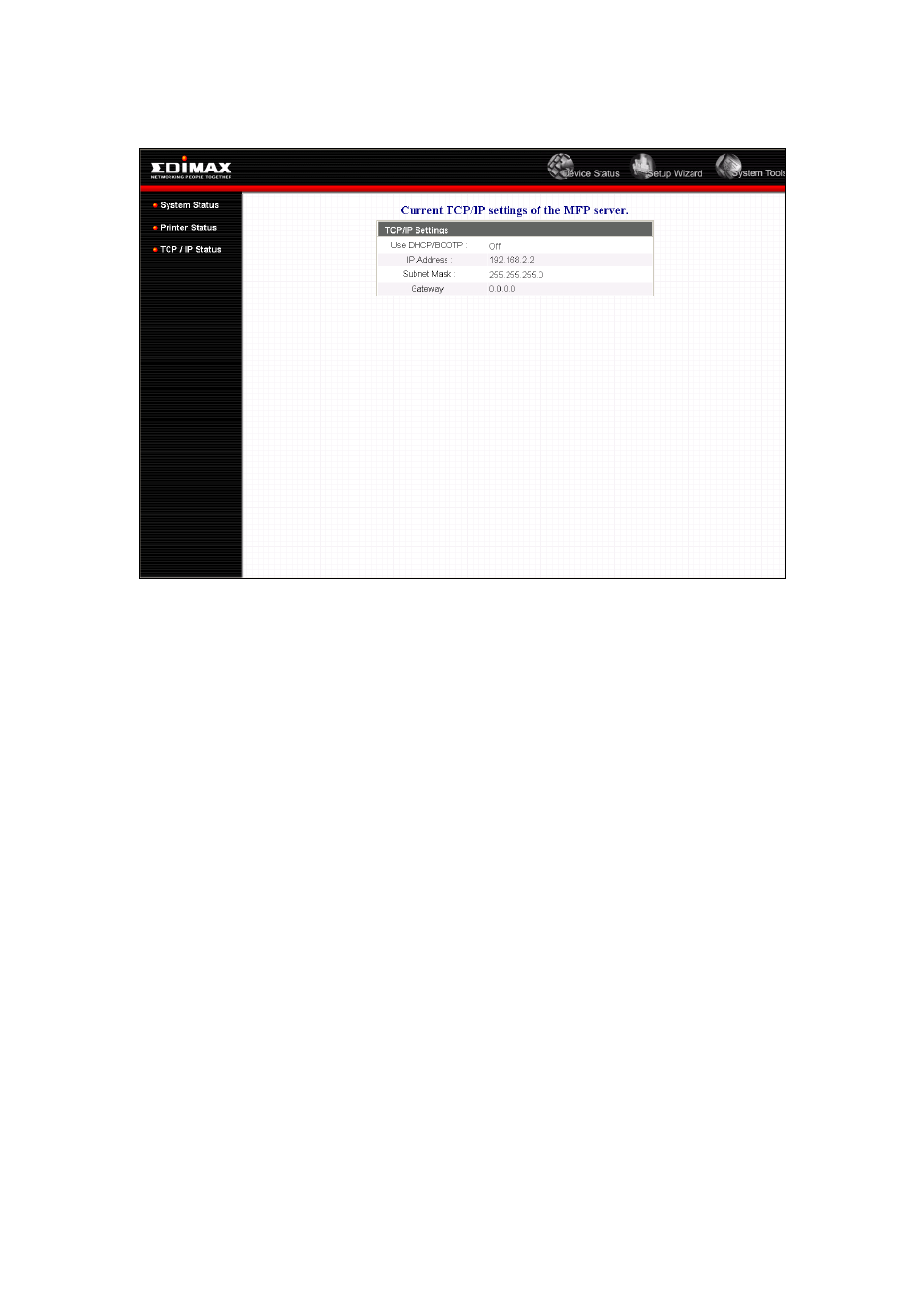 3 tcp/ip status | Edimax Technology PS-1206MF User Manual | Page 44 / 61