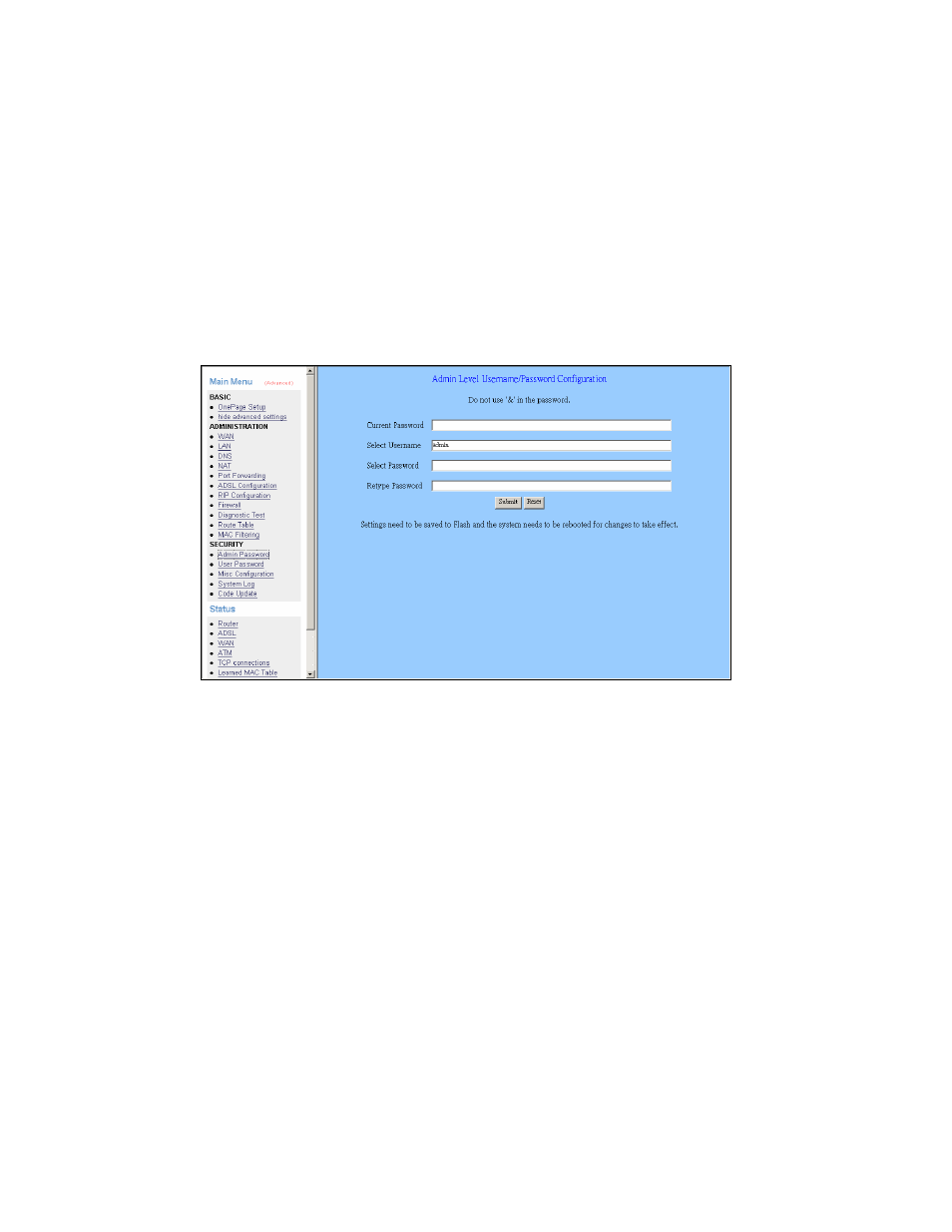 Security, Admin password | Edimax Technology AR-6024 User Manual | Page 54 / 72