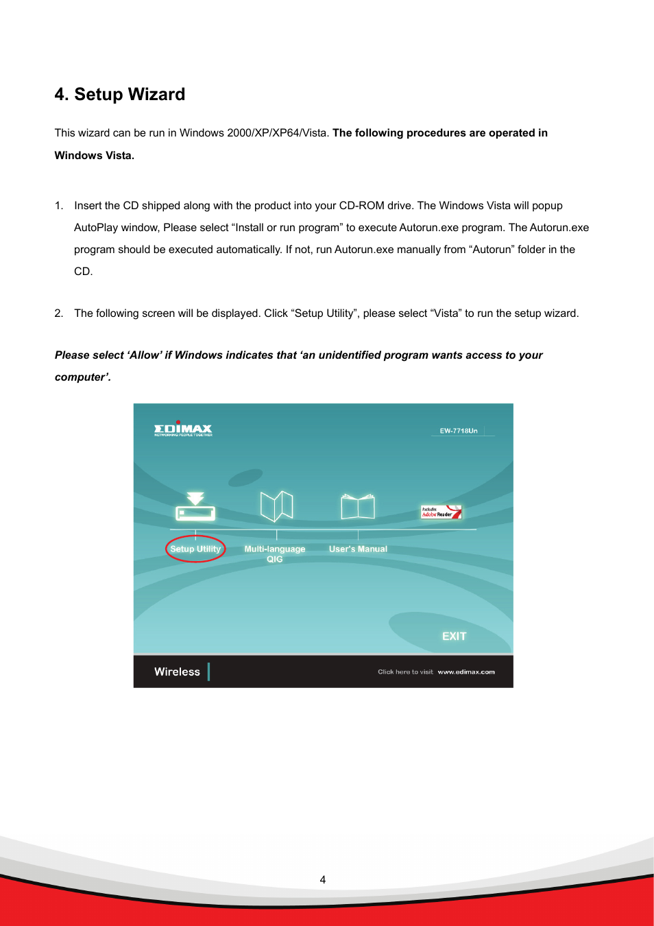 Setup wizard | Edimax Technology Wireless LAN USB Adapter User Manual | Page 6 / 16