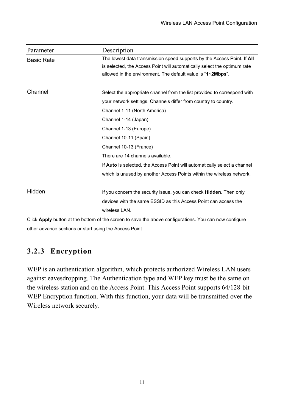 3 encryption, Parameter description | Edimax Technology EW-7205APS User Manual | Page 13 / 31
