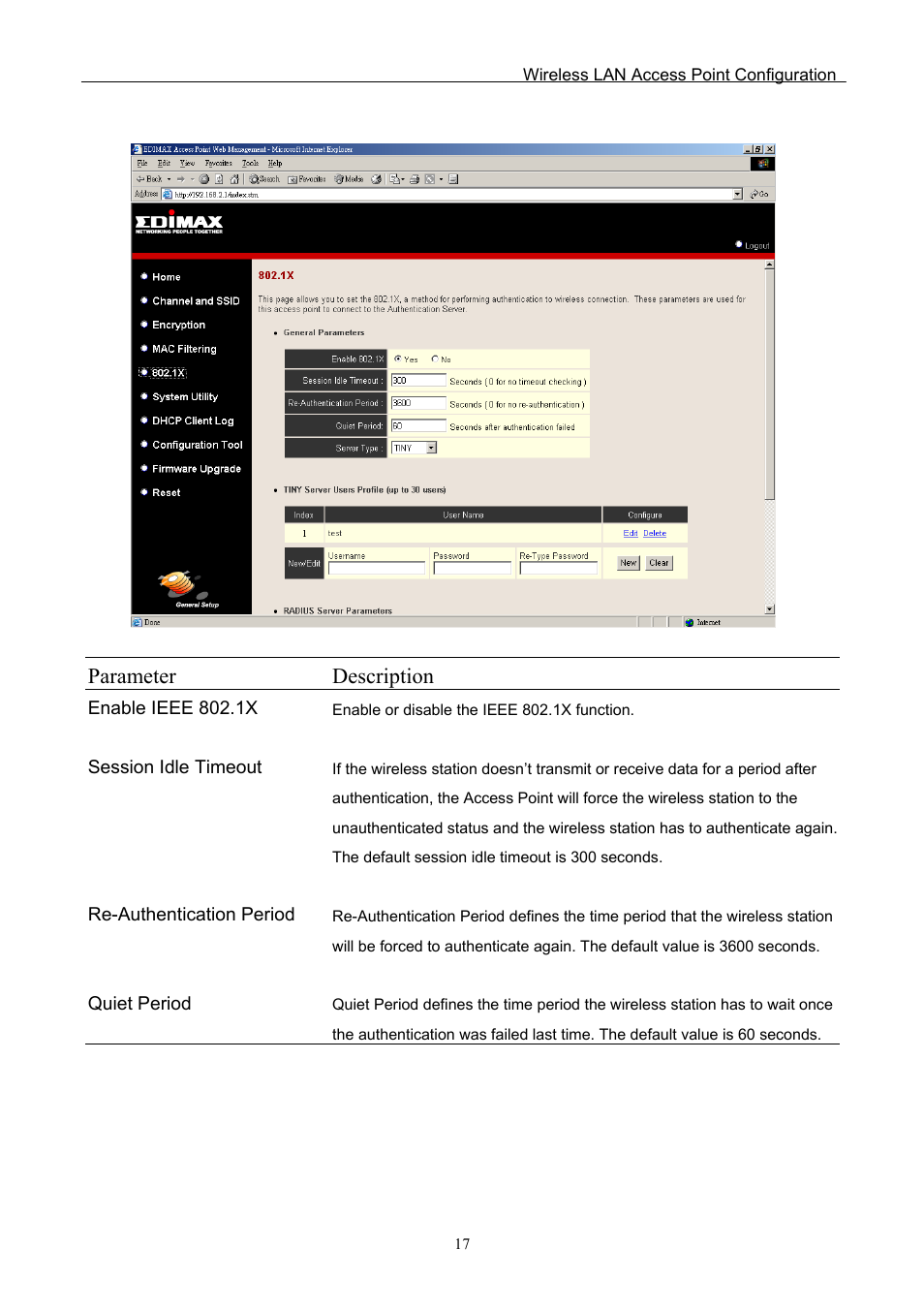 Parameter description | Edimax Technology EW-7205APS User Manual | Page 19 / 31