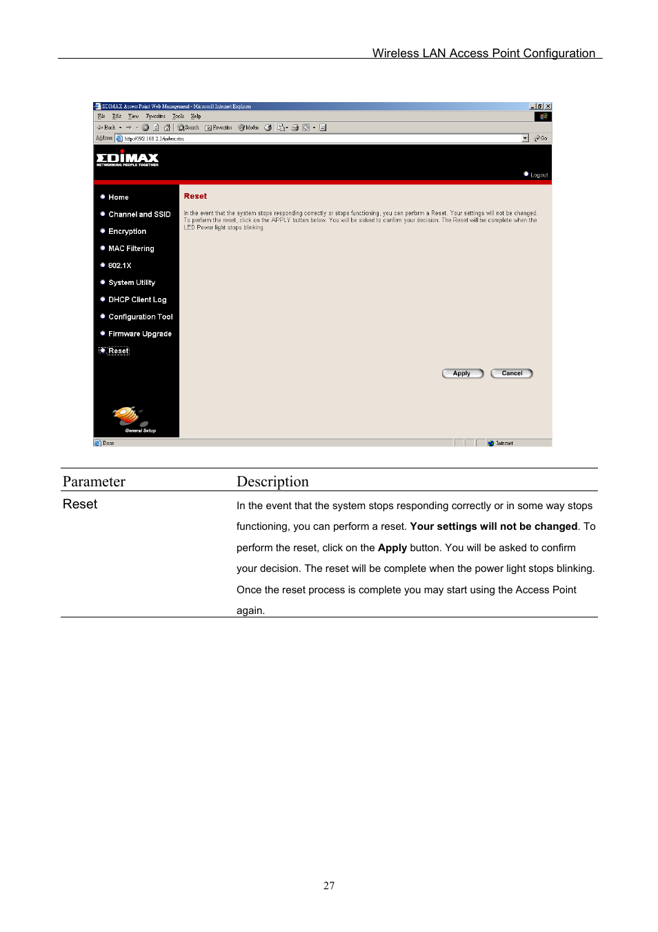 Parameter description | Edimax Technology EW-7205APS User Manual | Page 29 / 31
