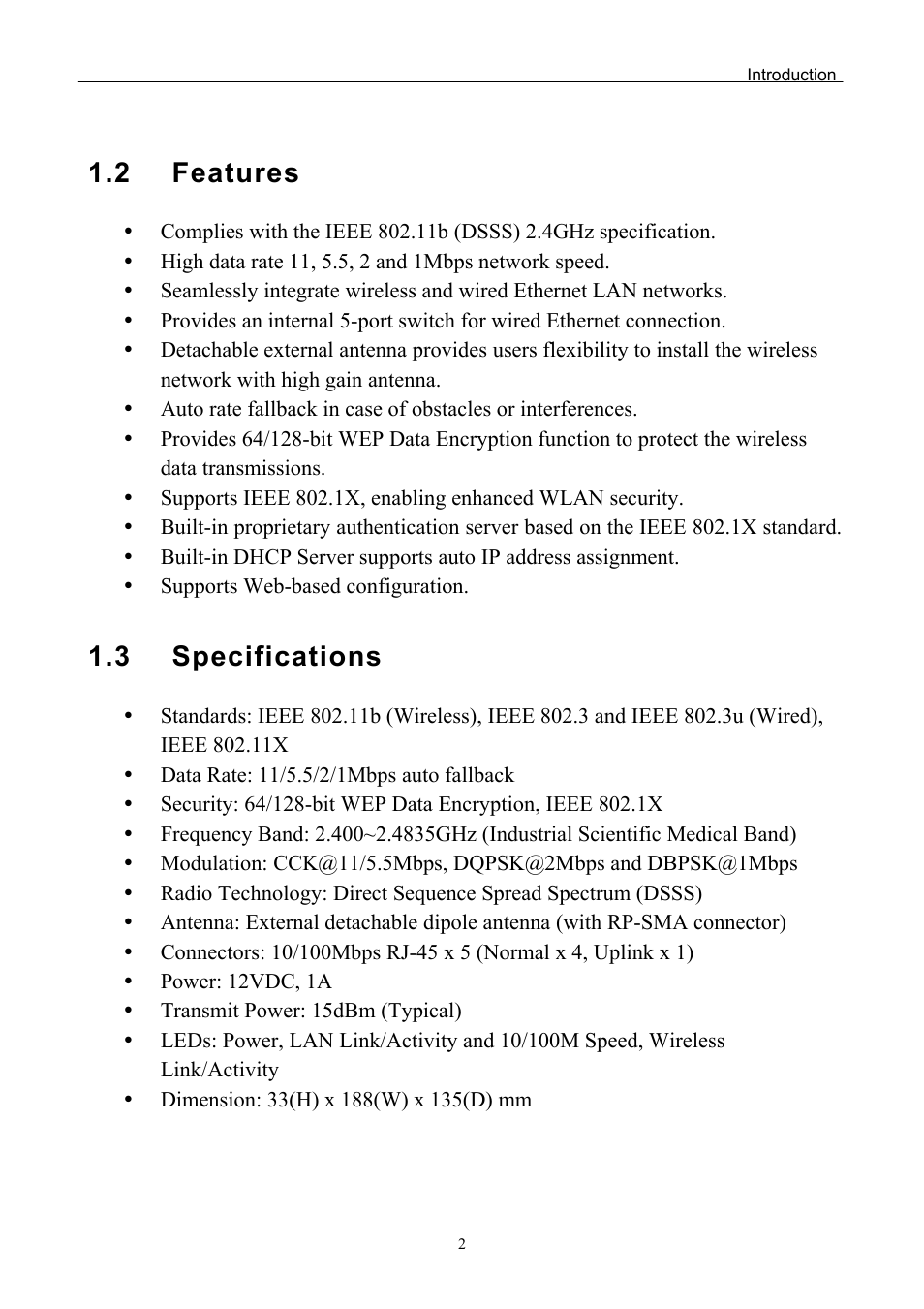 2 features, 3 specifications | Edimax Technology EW-7205APS User Manual | Page 4 / 31