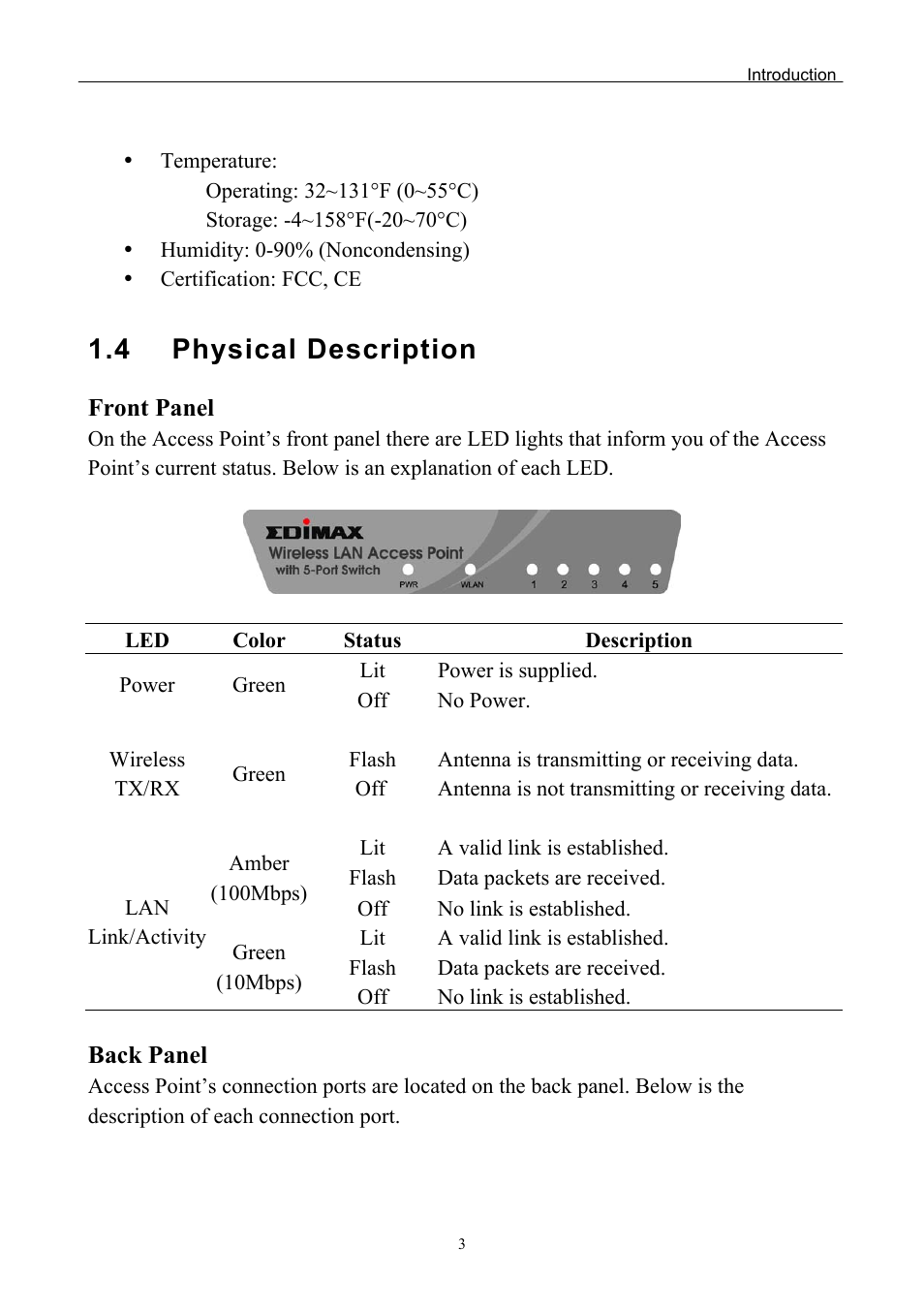 4 physical description | Edimax Technology EW-7205APS User Manual | Page 5 / 31