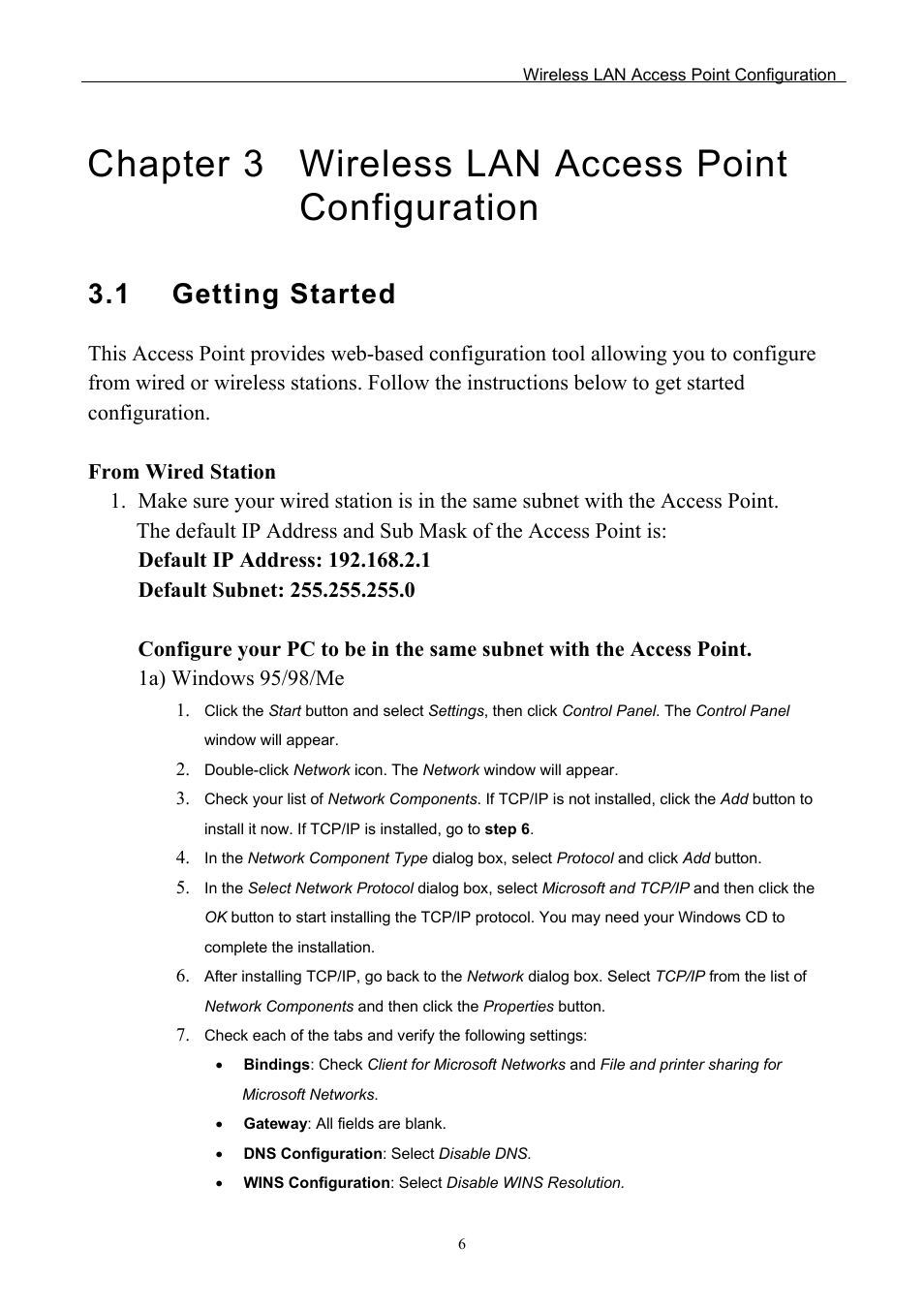 Chapter 3 wireless lan access point configuration, 1 getting started | Edimax Technology EW-7205APS User Manual | Page 8 / 31
