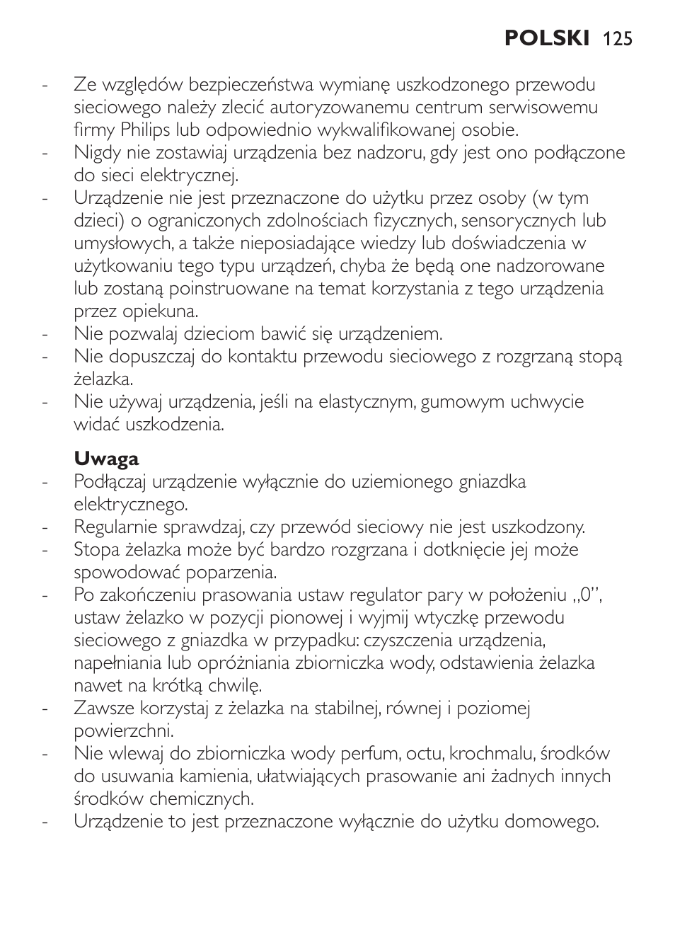 Uwaga | Philips GC3620 User Manual | Page 125 / 224