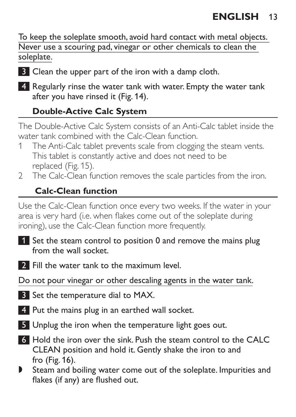 Double-active calc system, Calc-clean function | Philips GC3620 User Manual | Page 13 / 224