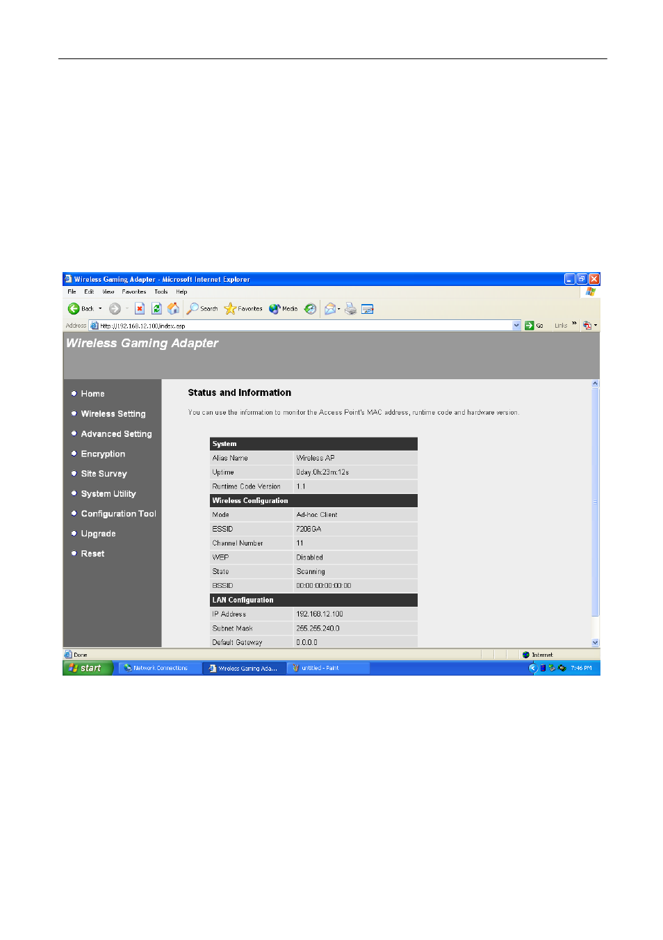 Configuring the gaming adapter, Status and information, 2 configuring the gaming adapter | Edimax Technology EW-7206GAb User Manual | Page 25 / 42