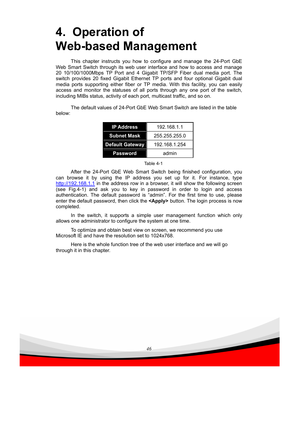 Operation of web-based management | Edimax Technology ES-5240G+ User Manual | Page 52 / 111