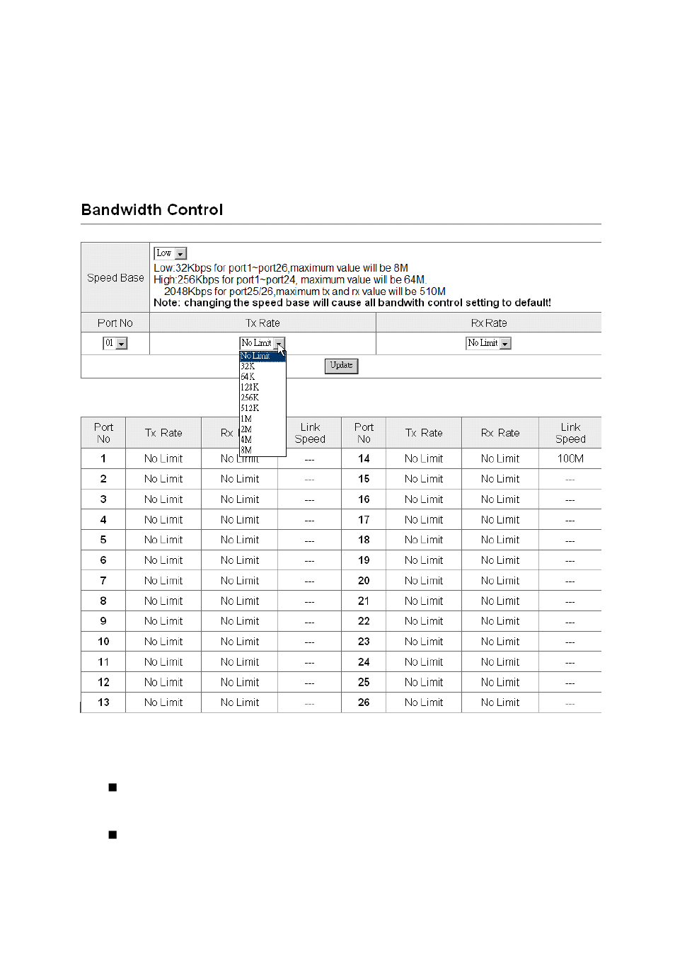Bandwidth control | Edimax Technology Edimax 24 10/100TX + 2 10/100/1000T/Mini-GBIC Combo Web Smart Switch ES-5226RS User Manual | Page 26 / 59
