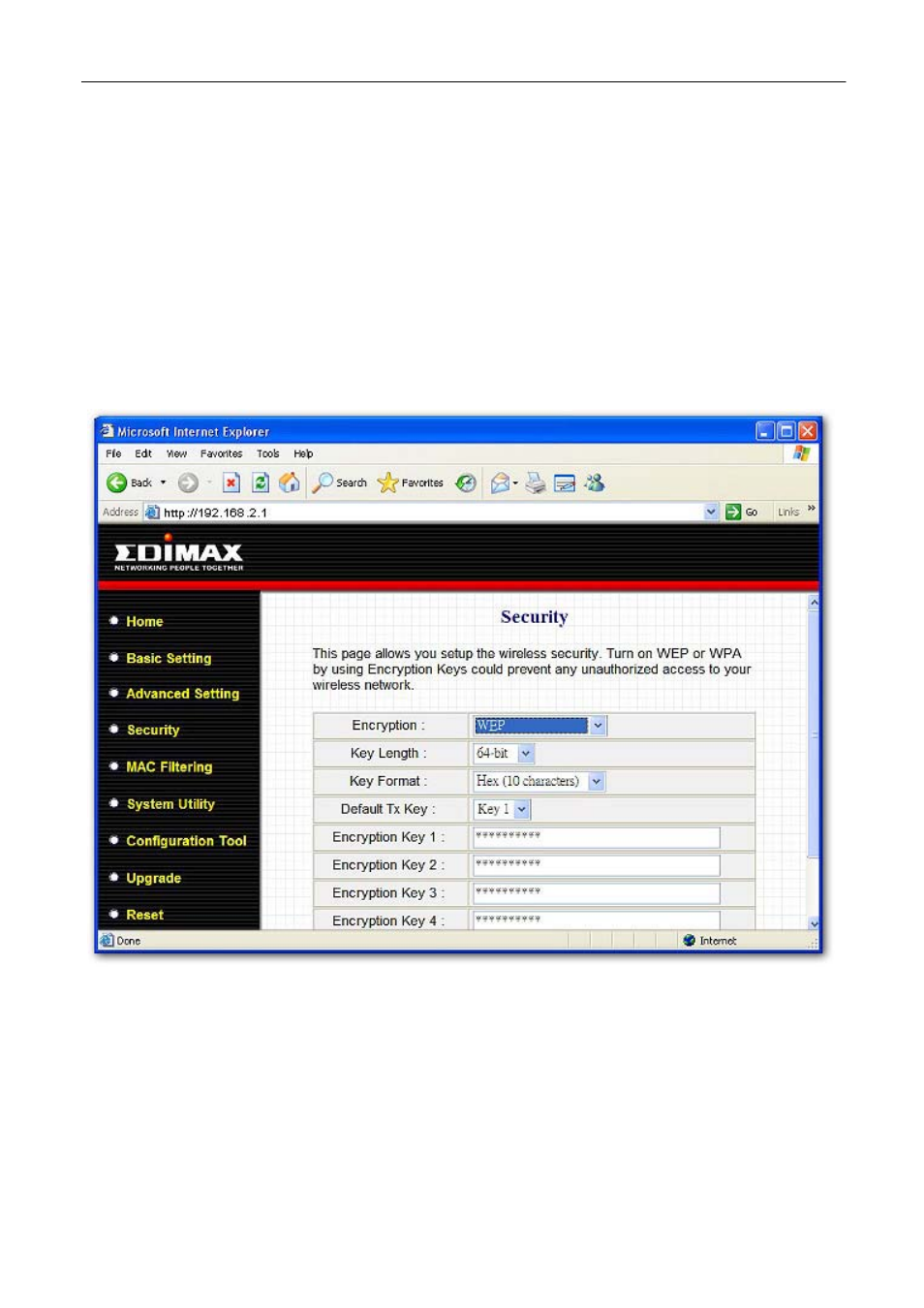 1x wep static key | Edimax Technology EW-7206Apg User Manual | Page 31 / 47