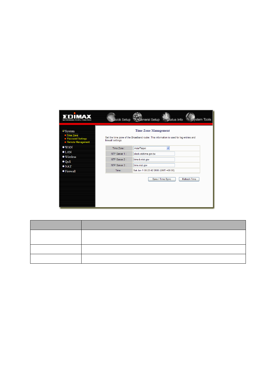 Chapter 1, Quick setup, Step 1) time zone | Edimax Technology BR-6218Mg User Manual | Page 13 / 58