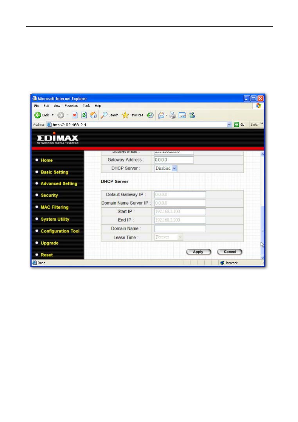 Dhcp server setting, Parameter description | Edimax Technology EW-7206PDg User Manual | Page 40 / 47