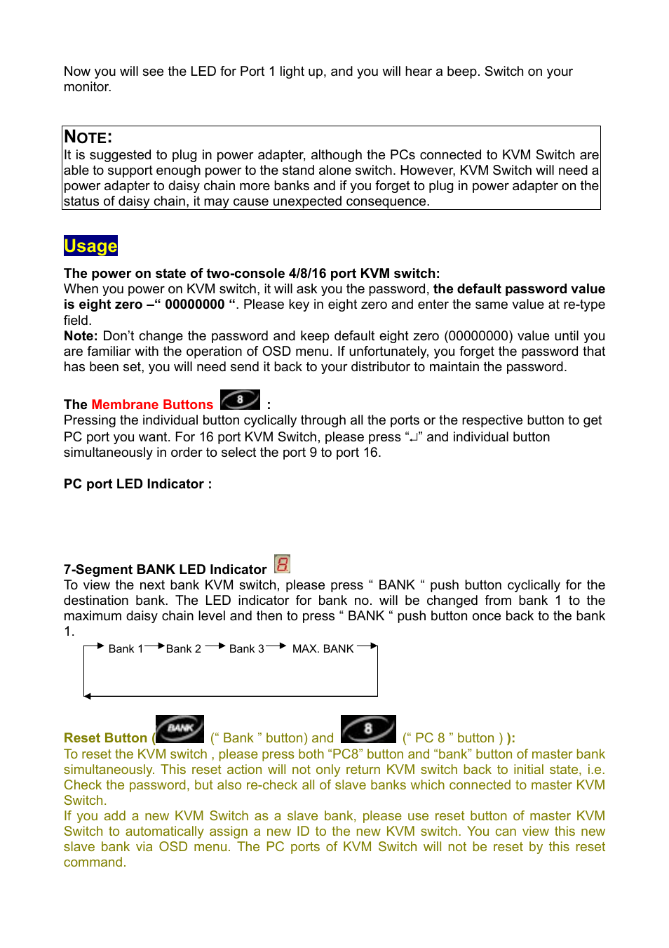 Usage | Edimax Technology Two-console 16 port PS/2 KVM Switch User Manual | Page 12 / 20