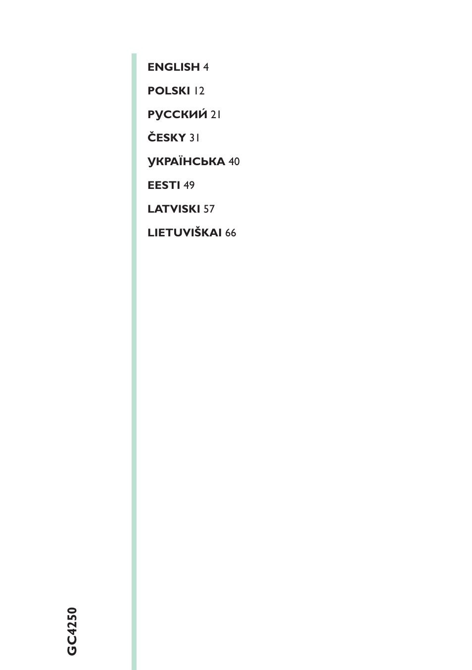 Gc4250 | Philips GC4250 User Manual | Page 3 / 76