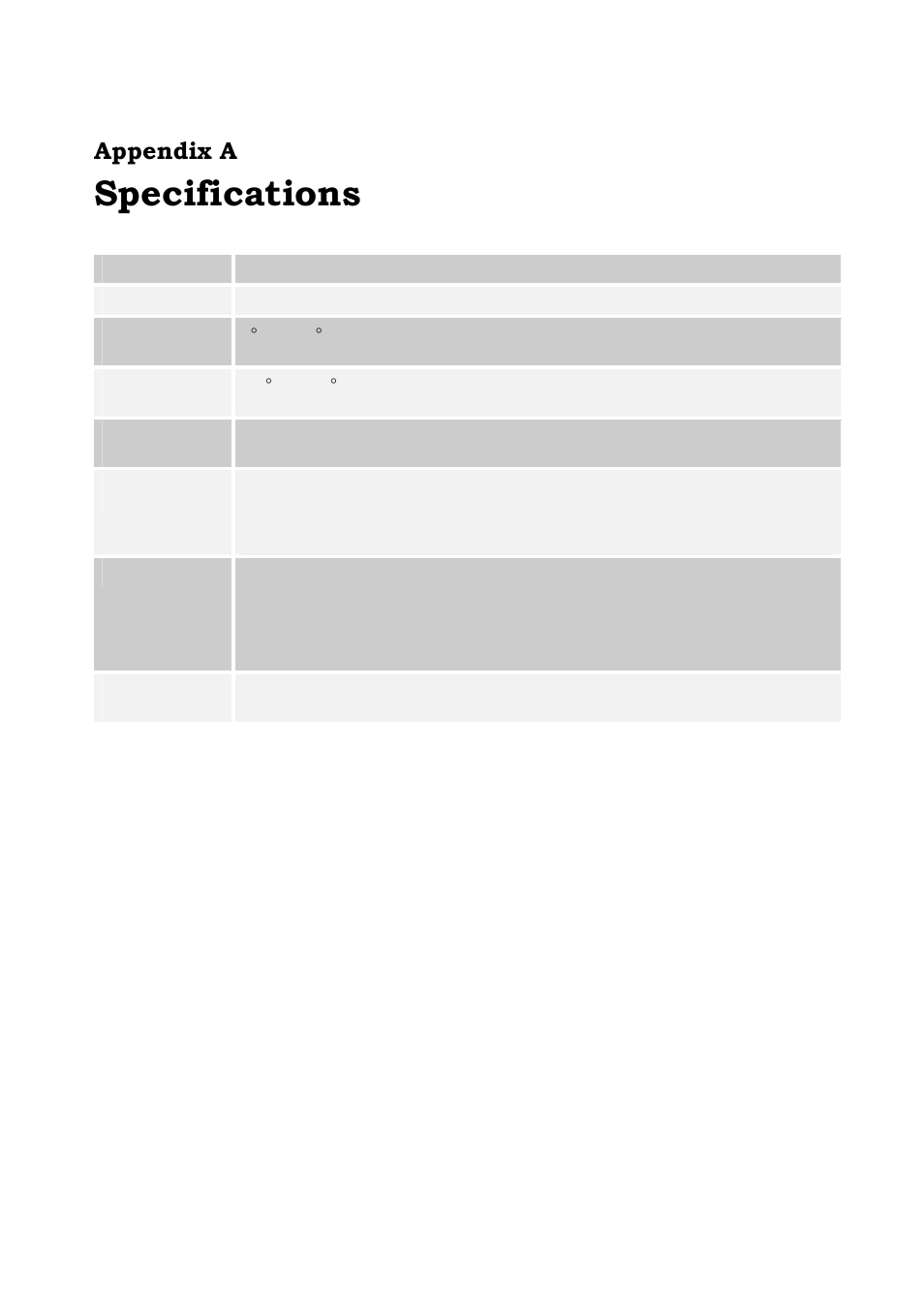 Specifications, Appendix a | Edimax Technology Edimax user guide Router User Manual | Page 73 / 81