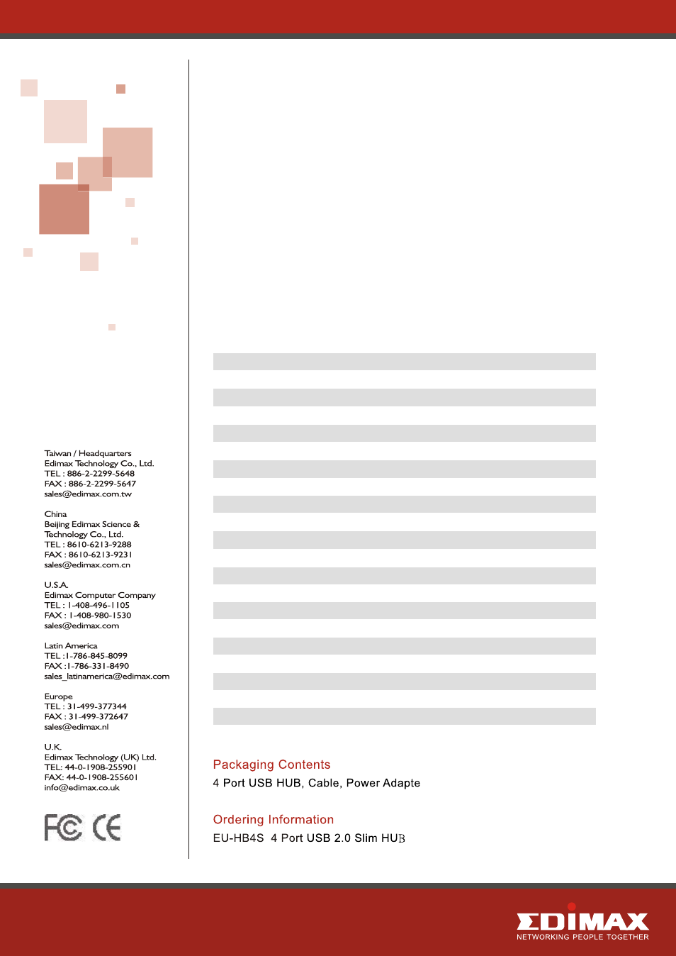 4 por t usb 2.0 hub | Edimax Technology Edimax EU-HB4S User Manual | Page 2 / 2