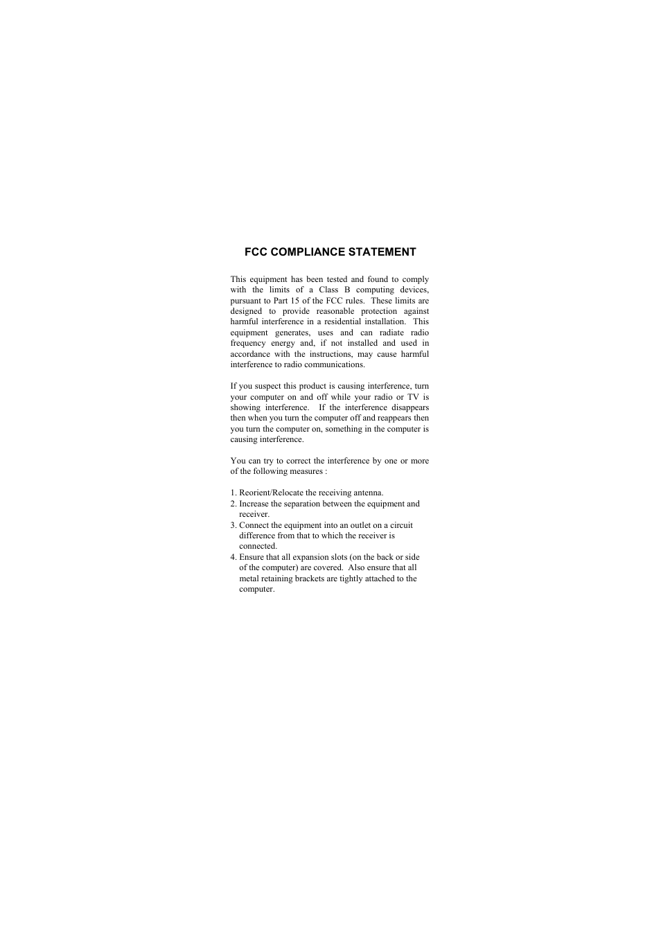 Fcc compliance statement | Edimax Technology N-9210TX-64 User Manual | Page 2 / 9