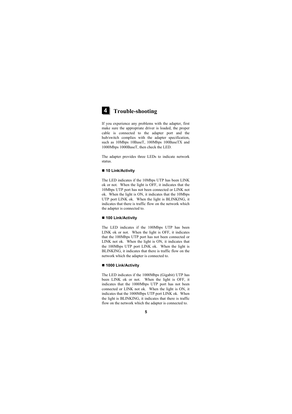 4trouble-shooting | Edimax Technology N-9210TX-64 User Manual | Page 7 / 9