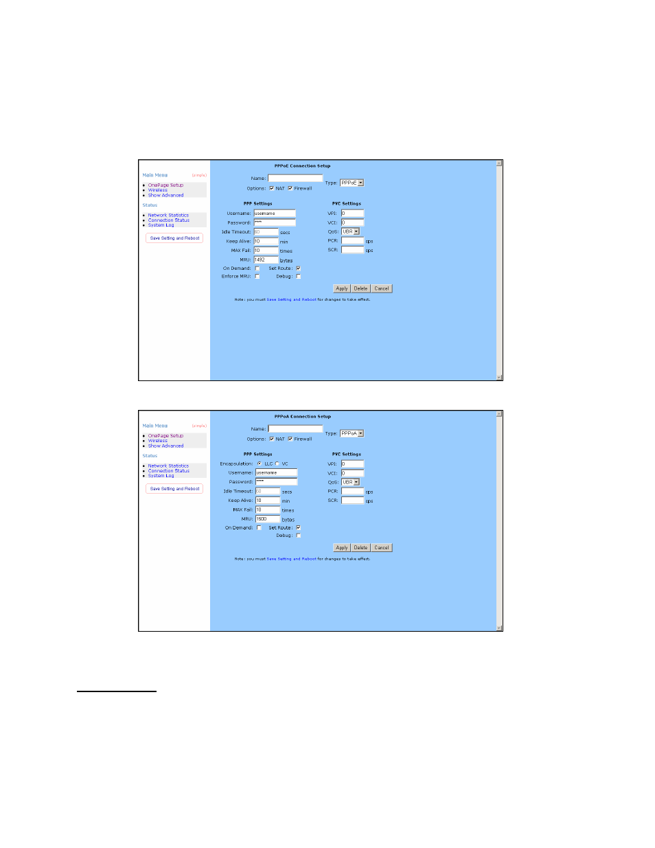 Ppp settings, Onepage setup | Edimax Technology AR-6024WG User Manual | Page 17 / 73