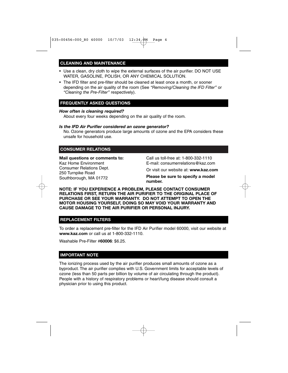 Enviracaire 60000 User Manual | Page 4 / 5