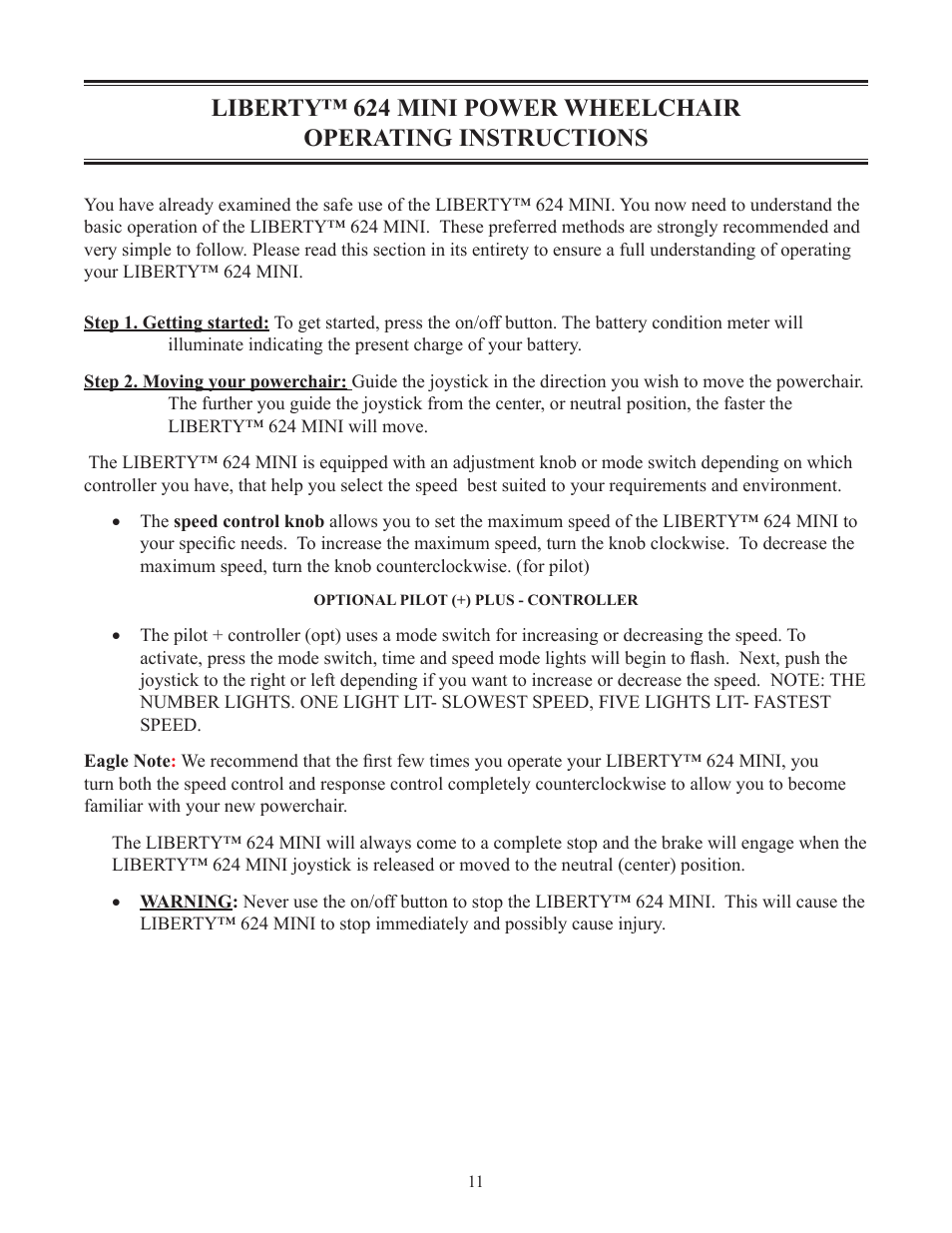 Eagle Parts & Products LIBERTY 624 mini User Manual | Page 12 / 30