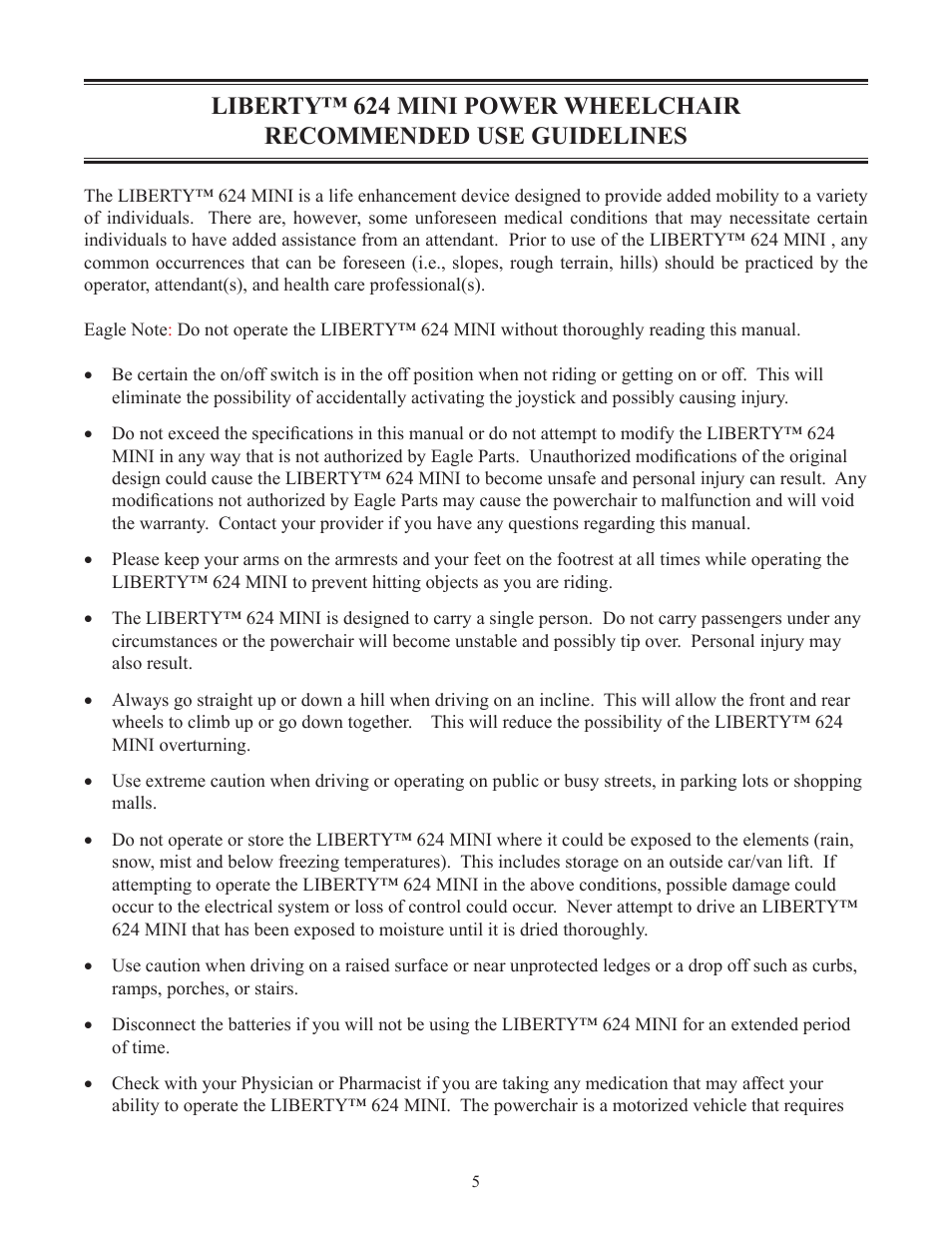 Eagle Parts & Products LIBERTY 624 mini User Manual | Page 6 / 30