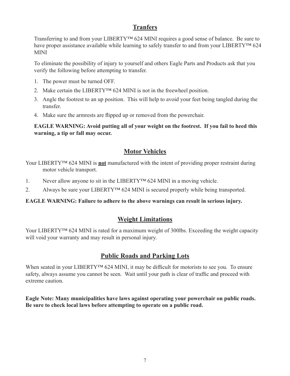 Eagle Parts & Products LIBERTY 624 mini User Manual | Page 8 / 30