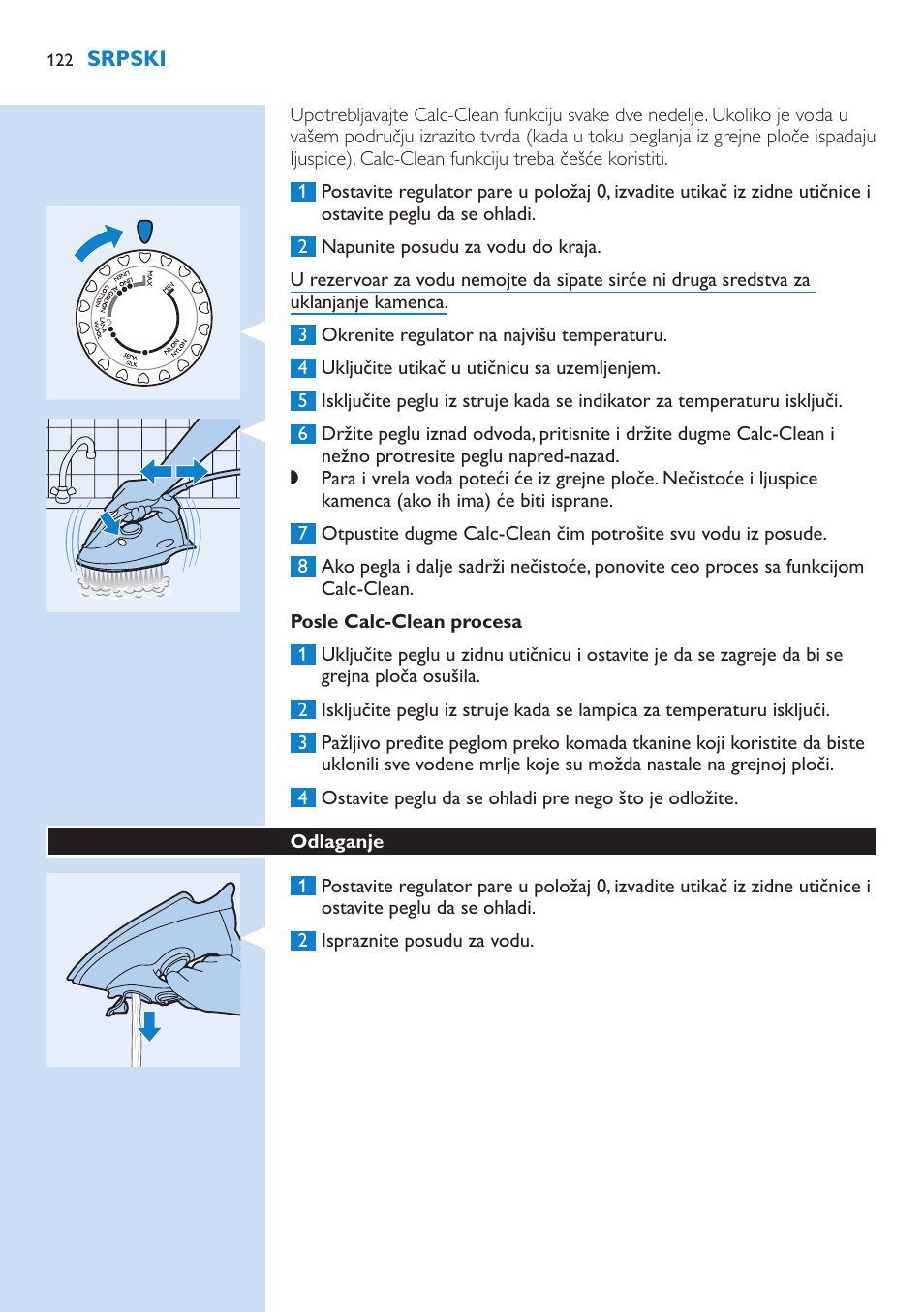 Posle calc-clean procesa, Odlaganje | Philips GC3106 User Manual | Page 122 / 136