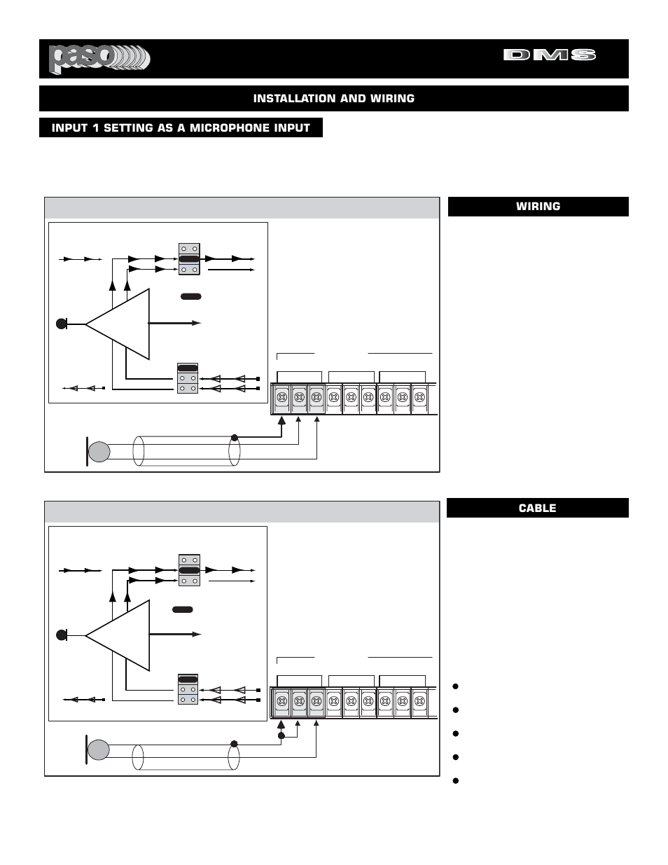 Digital music amplifiers, Input 1 setting as a microphone input, Wiring cable | Fig. 10 - balanced microphone input 1 wiring | El Paso Chile Company DMS 3080-80 User Manual | Page 10 / 32