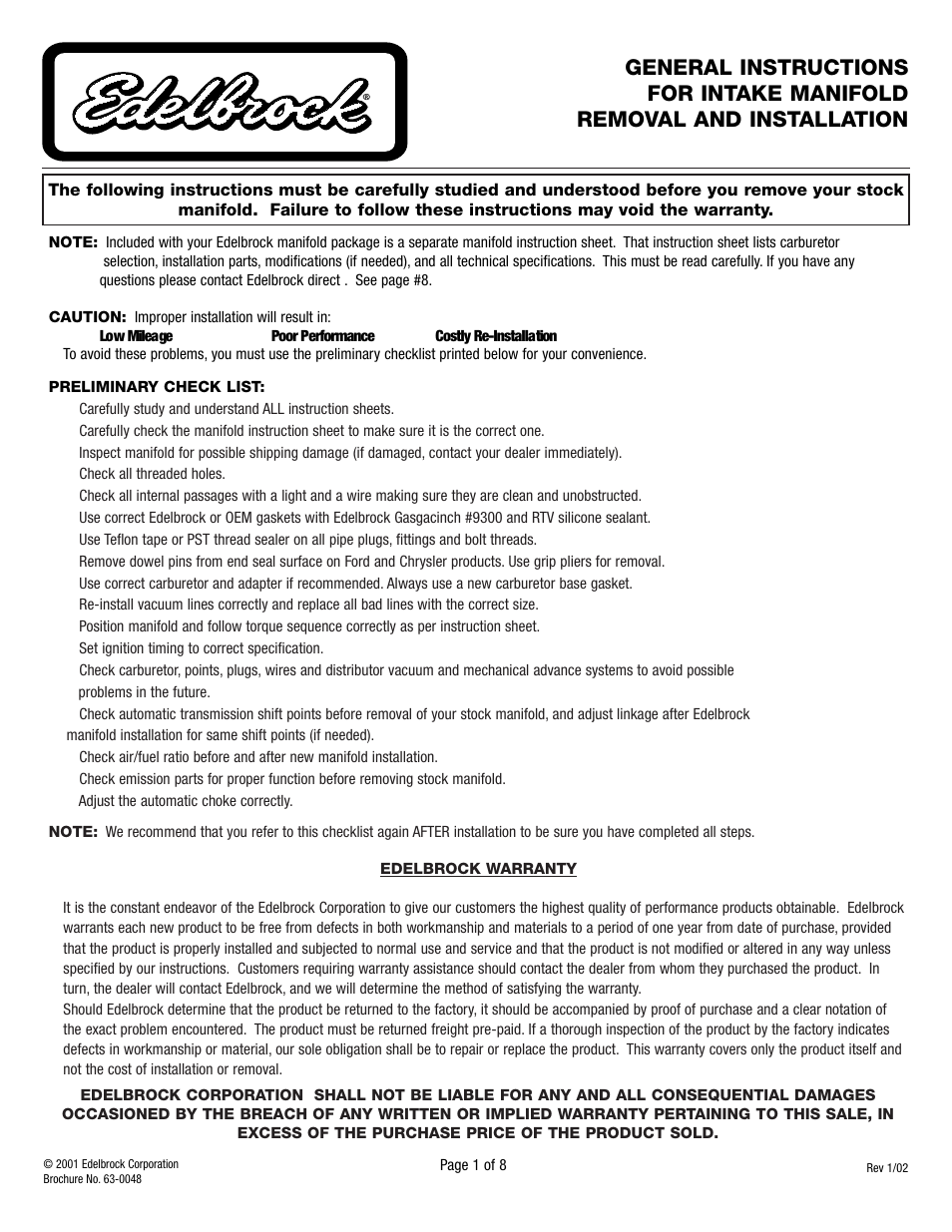 Edelbrock 330/350/403 User Manual | Page 3 / 10