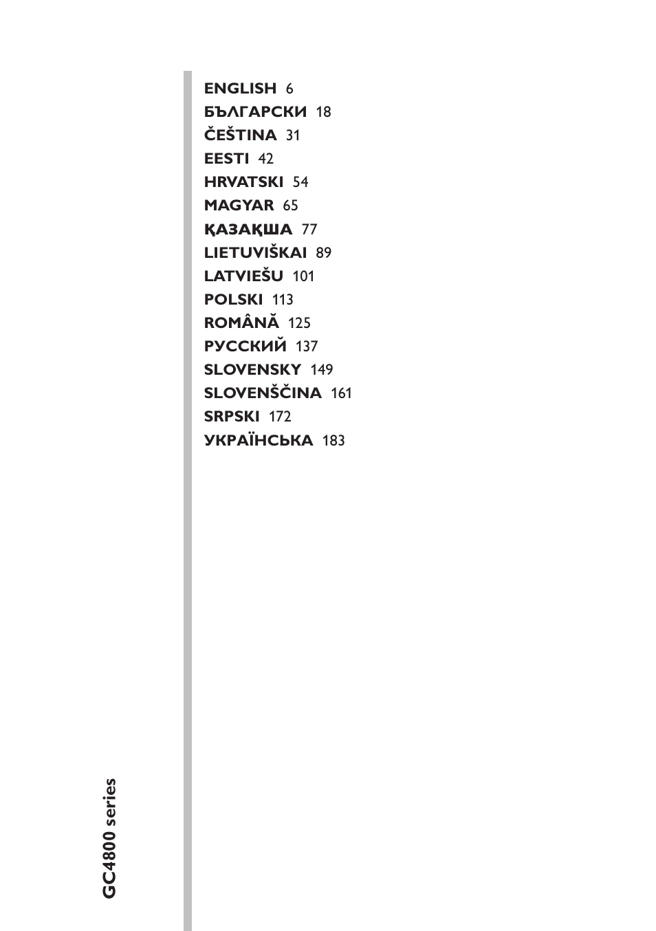 Table of content | Philips GC4850 User Manual | Page 5 / 198