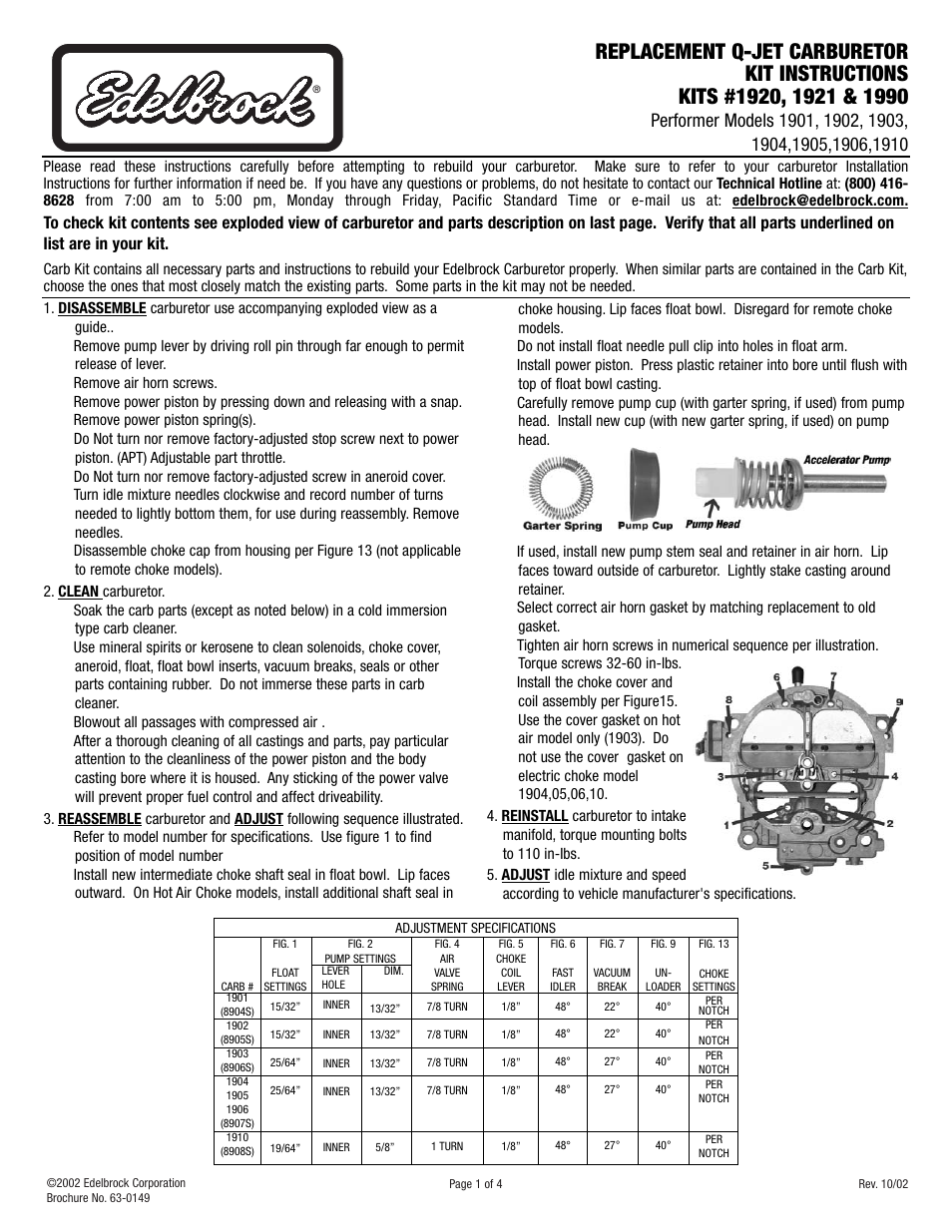 Edelbrock 1910 User Manual | 4 pages