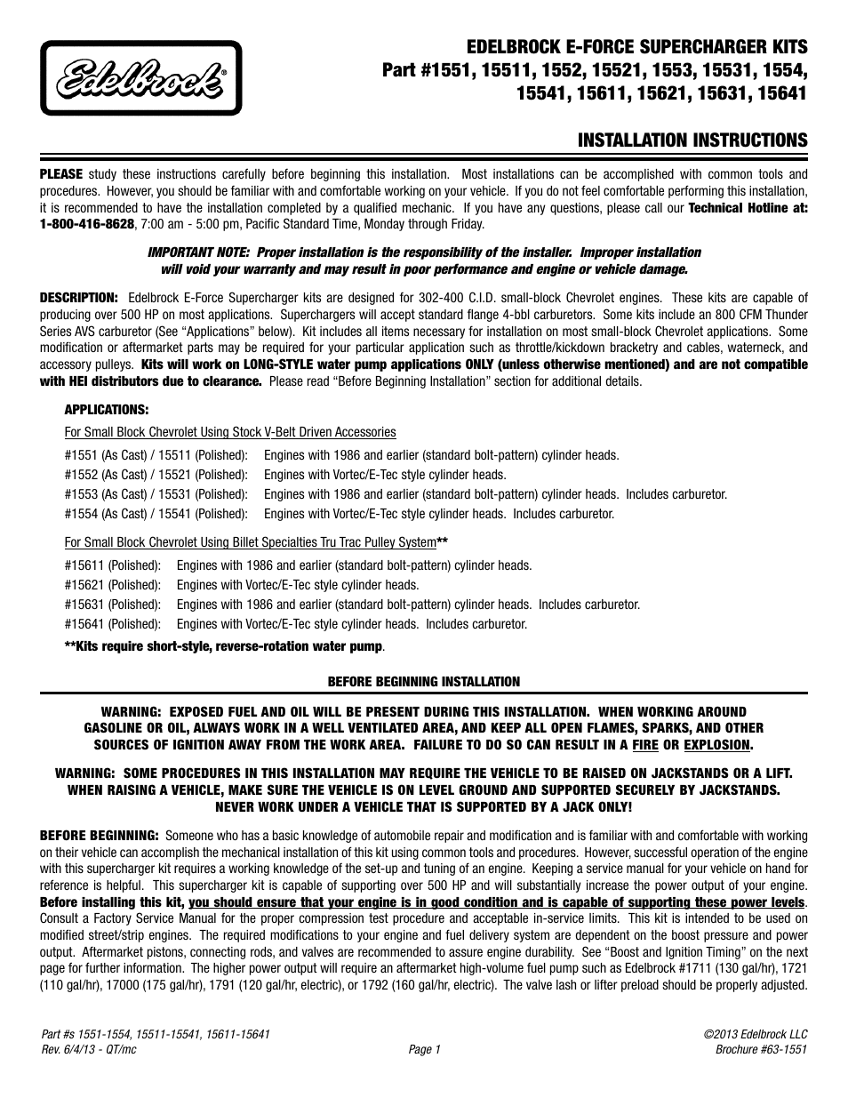 Edelbrock 1554 User Manual | 8 pages