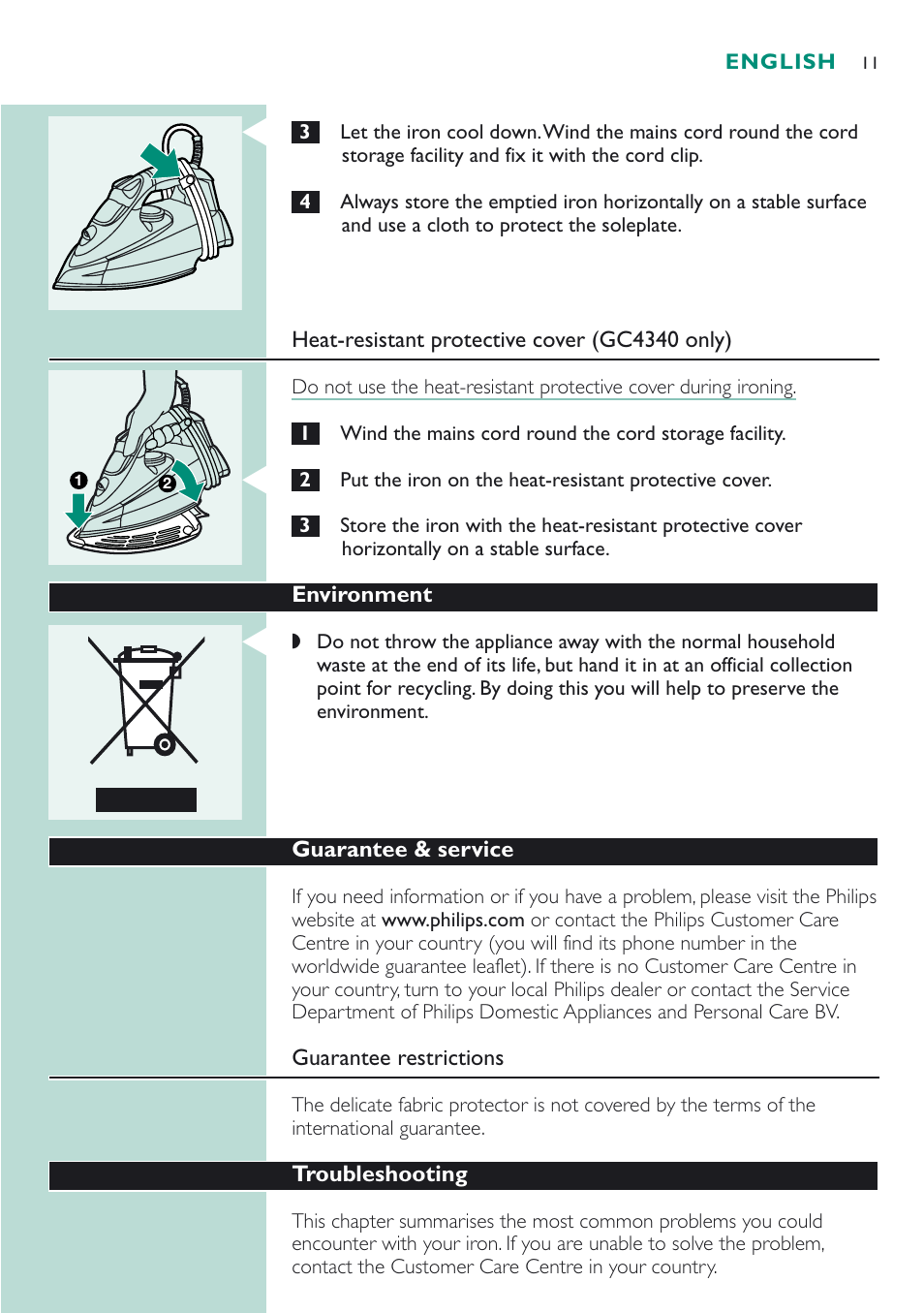 Philips GC 4320 User Manual | Page 11 / 84