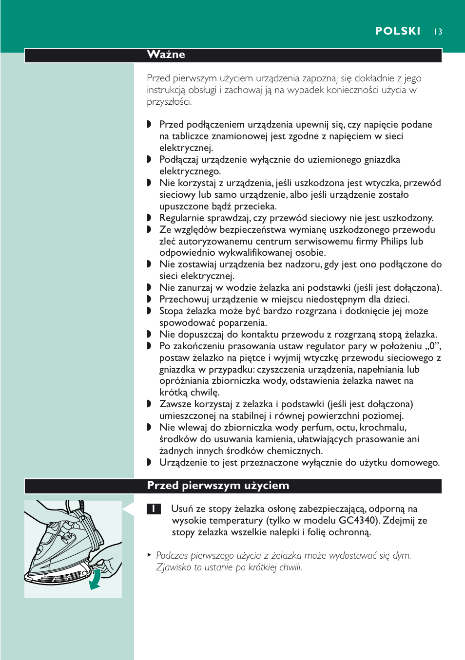 Polski | Philips GC 4320 User Manual | Page 13 / 84