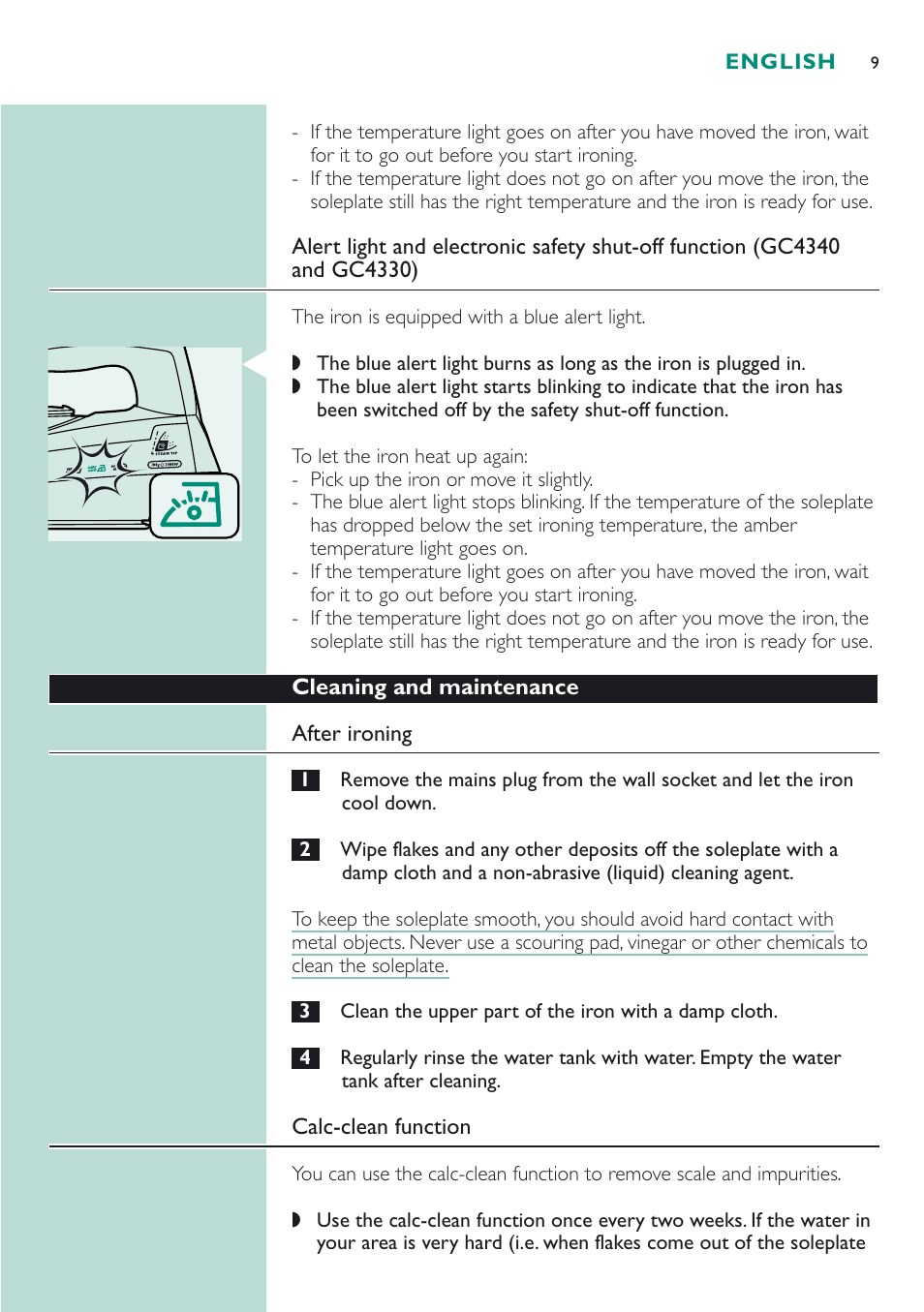 Philips GC 4320 User Manual | Page 9 / 84