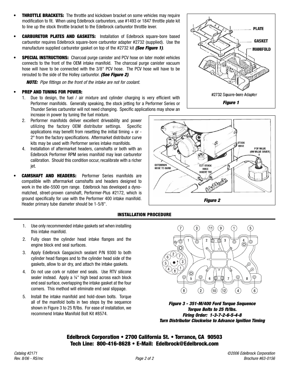 Edelbrock 351-M/400 User Manual | Page 2 / 2