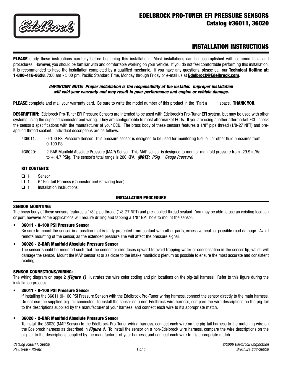 Edelbrock 36011 User Manual | 4 pages