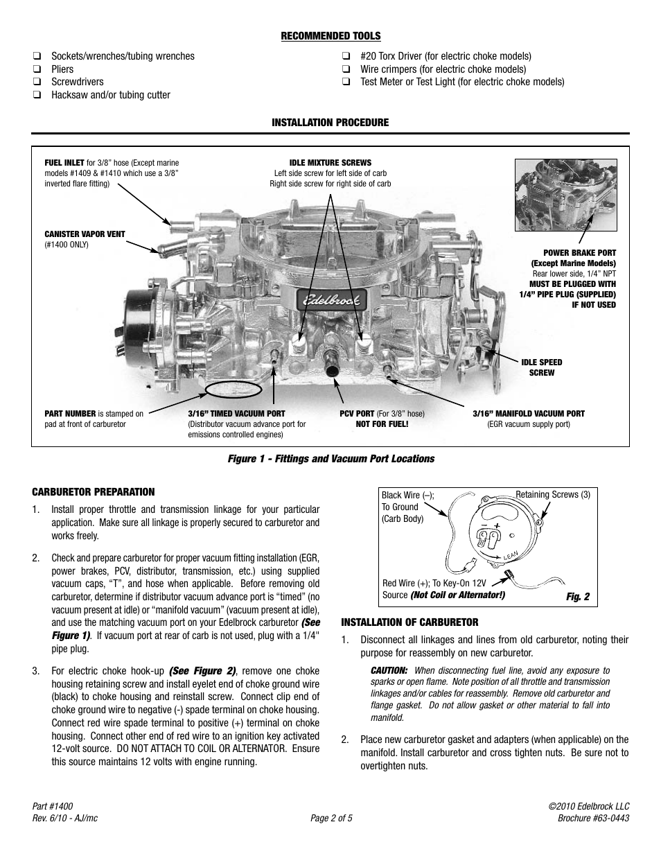 Edelbrock 1400 User Manual | Page 2 / 6