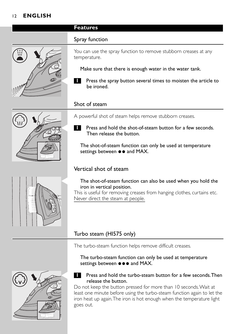 Philips HI570 User Manual | Page 12 / 98
