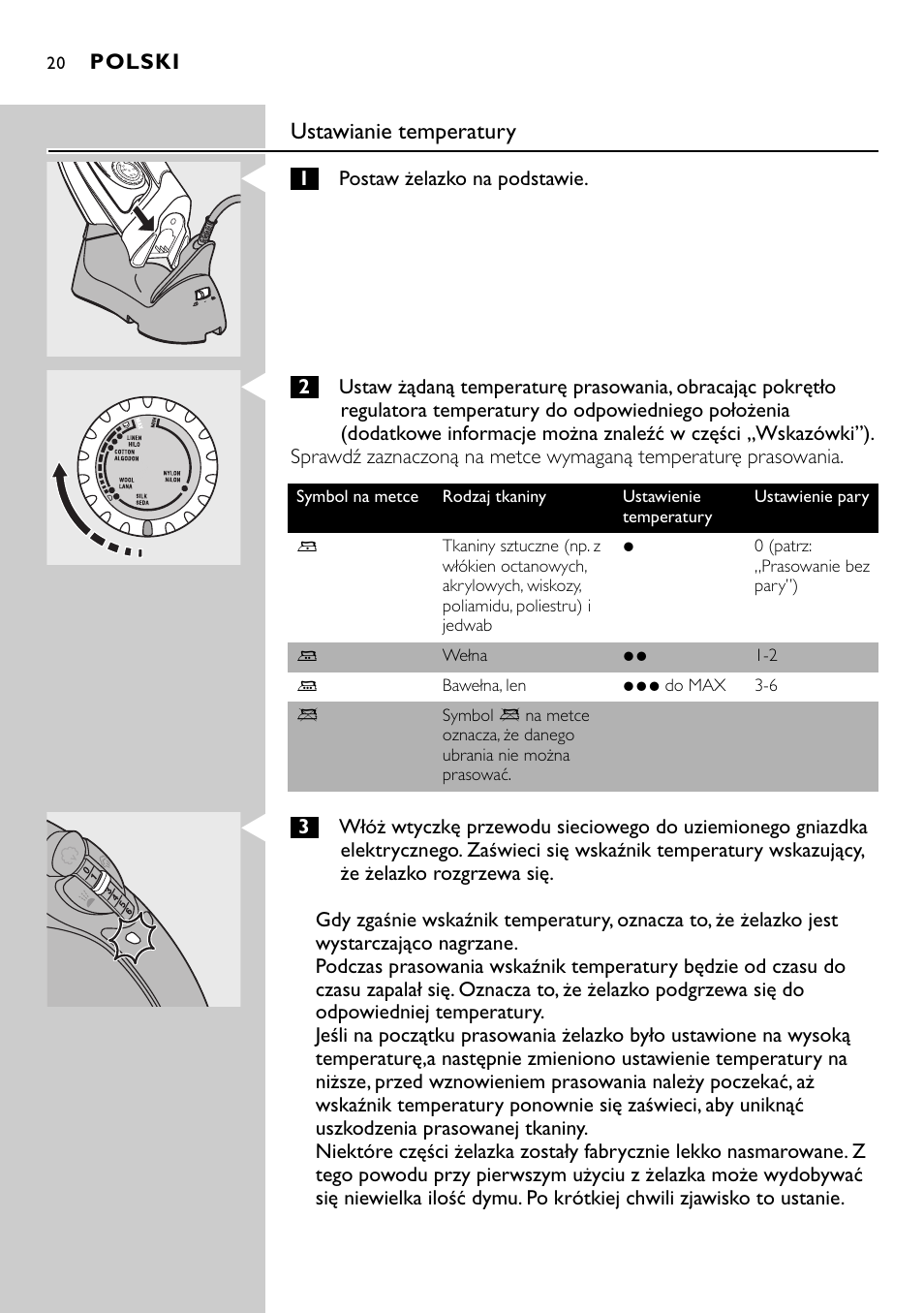 Ustawianie temperatury | Philips HI570 User Manual | Page 20 / 98