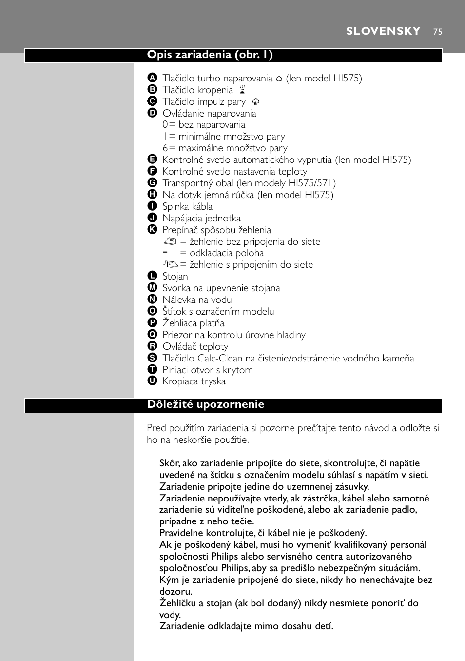 Philips HI570 User Manual | Page 75 / 98