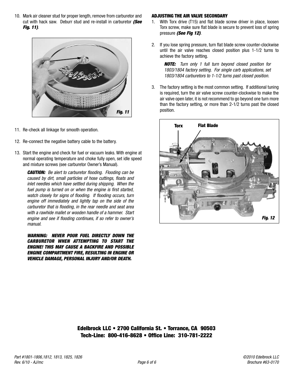 Edelbrock 1813 User Manual | Page 6 / 6