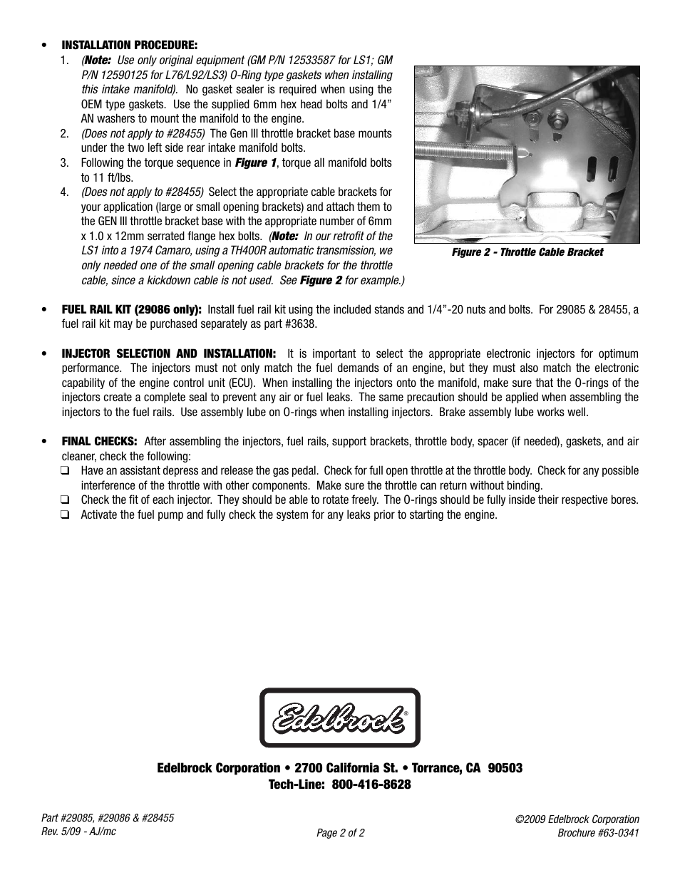 Edelbrock 29086 User Manual | Page 2 / 2