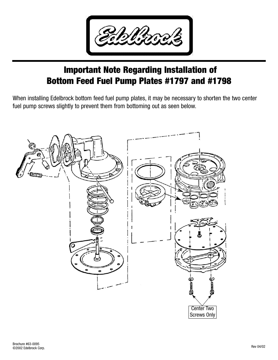 Edelbrock 1798 User Manual | 1 page
