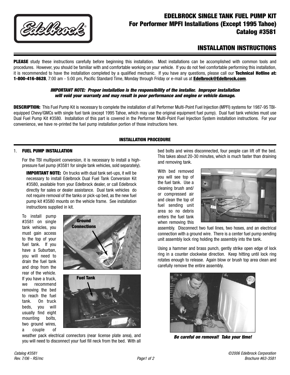 Edelbrock 3581 User Manual | 2 pages